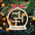 Personalized Christmas Ornament, Custom Family Christmas Ornament Throughout Christmas Tree Topper Crossword