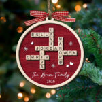 Personalized Family Crossword Puzzle Art Ornament, Custom For Bach&#039;s Christmas Crossword