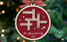 Personalized Family Crossword Puzzle Art Ornament, Custom for Bach&#039;s Christmas Crossword
