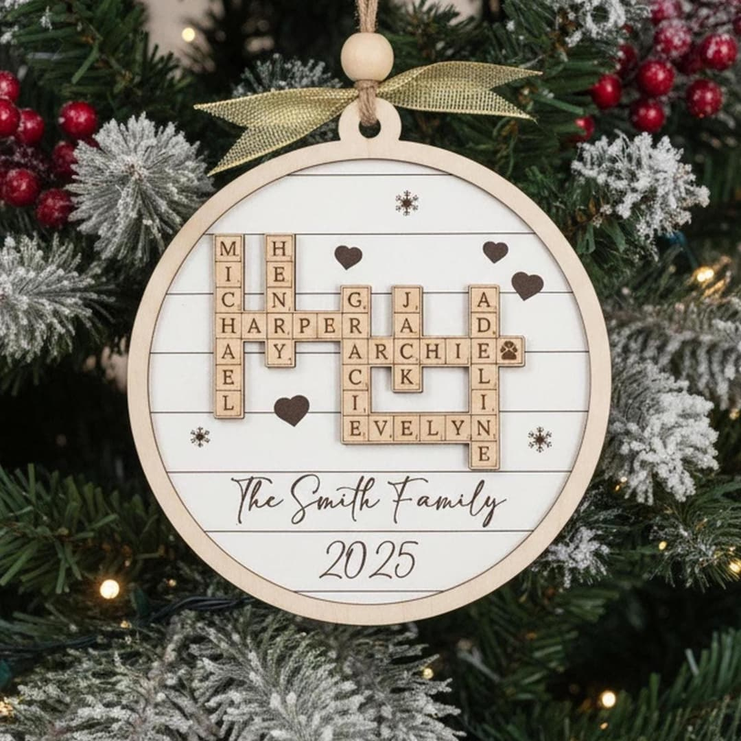 personalized family crossword wooden ornament for christmas tree within christmas tree topper often crossword Personalized Family Crossword Wooden Ornament For Christmas Tree within Christmas Tree Topper Often Crossword