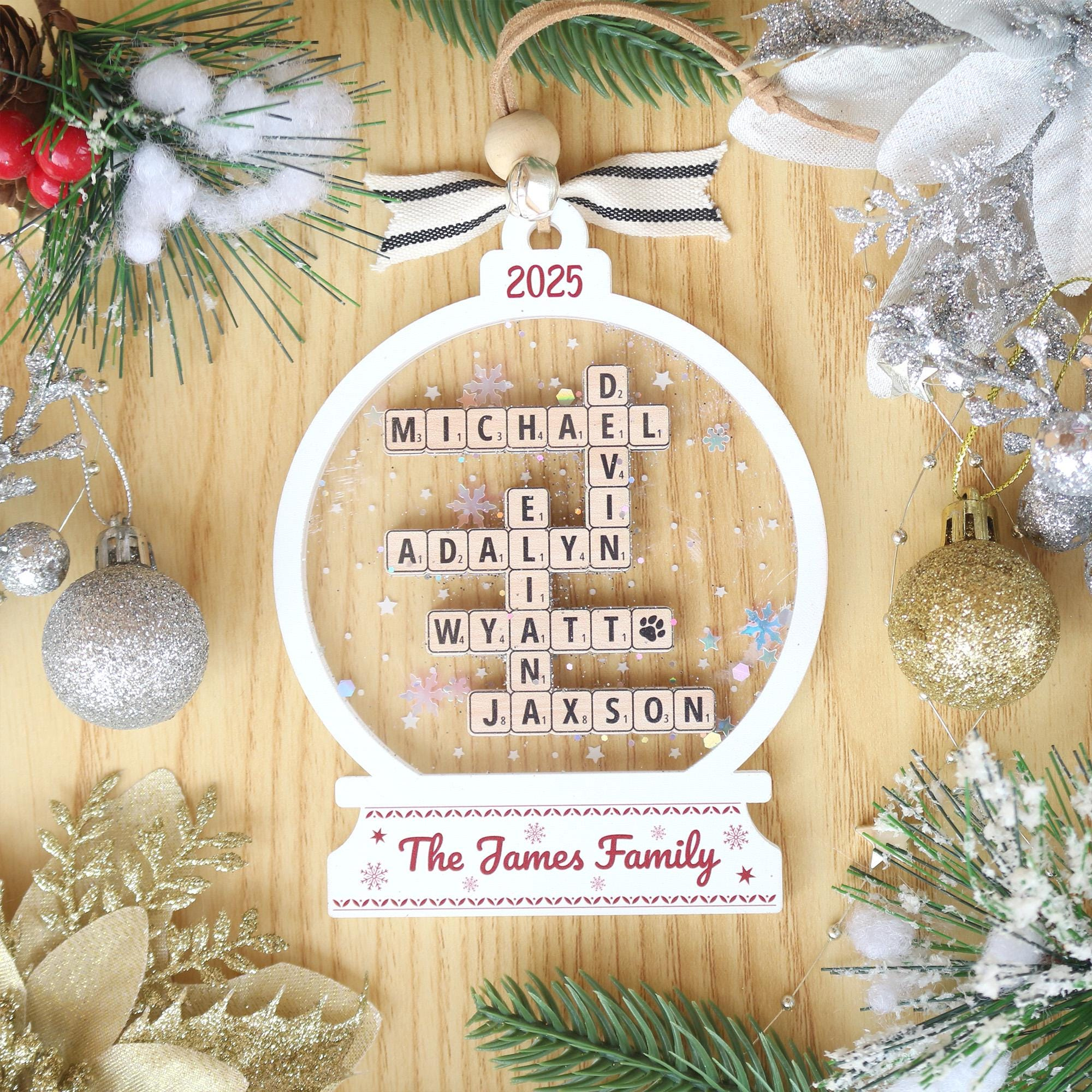 personalized family name scrabble christmas ornament acrylic inside edible christmas ornament crossword Personalized Family Name Scrabble Christmas Ornament: Acrylic inside Edible Christmas Ornament Crossword