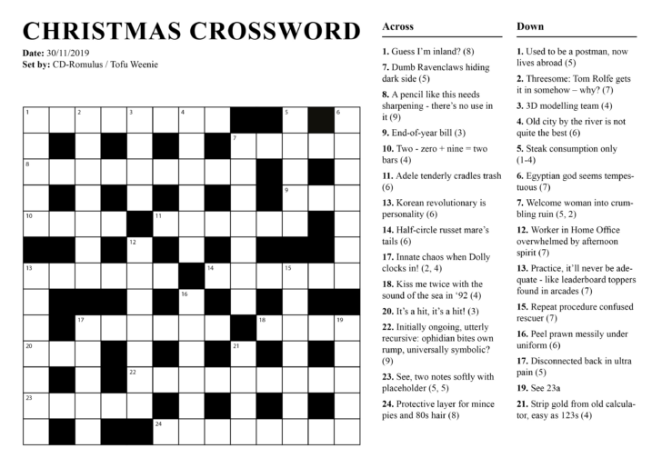 Christmas Cheer Crossword Clue