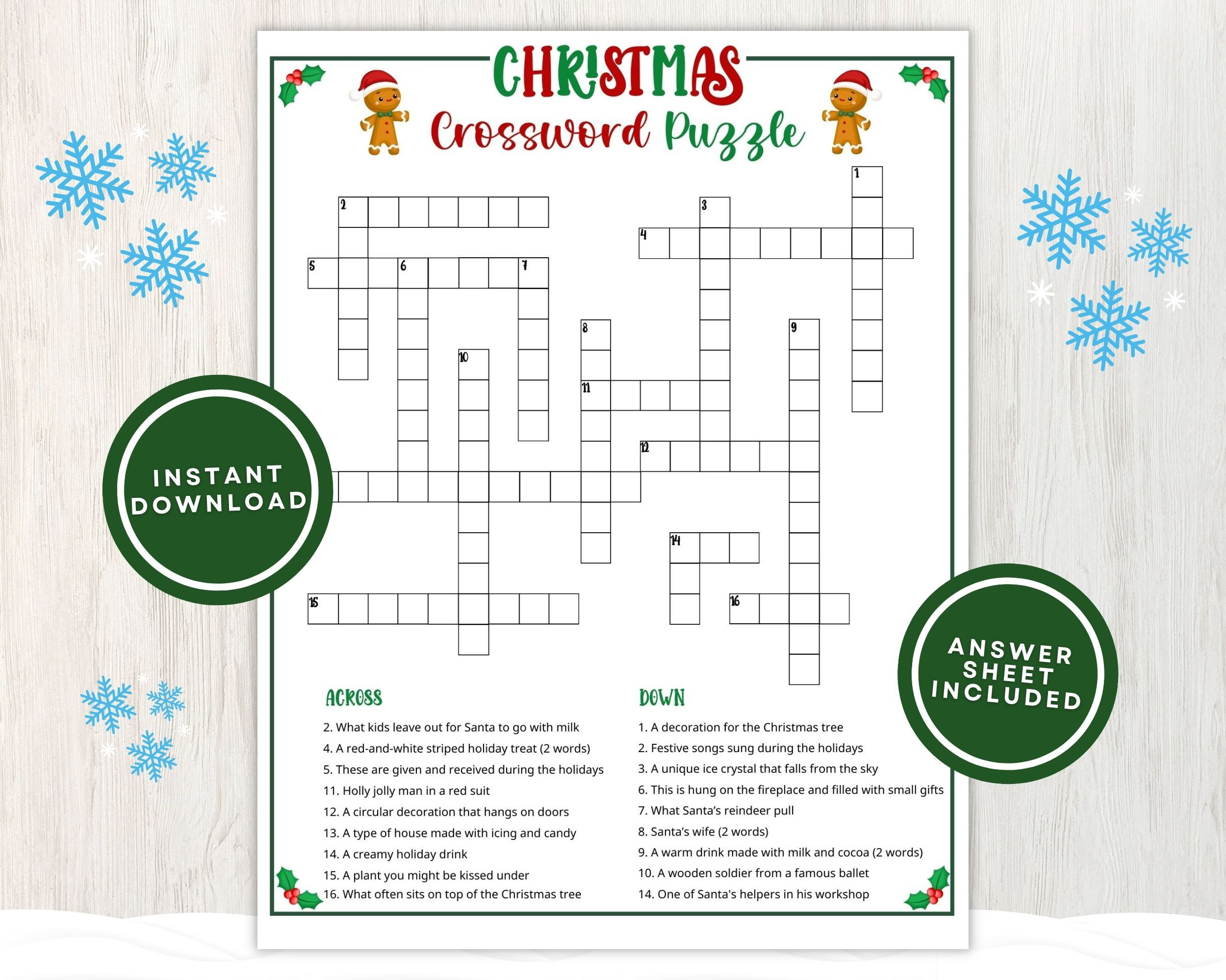 Printable Christmas Crossword Puzzle For Kids And Adults, Fun throughout Christmas Crossword Puzzle For Elementary Students