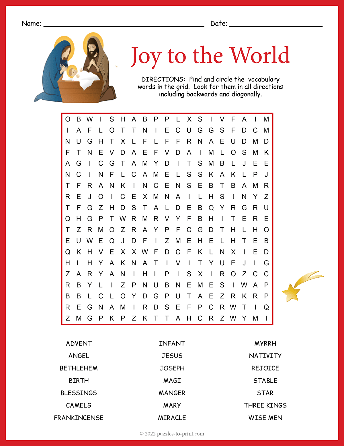 Religious Christmas Word Search within Catholic Christmas Crossword Puzzle to Print