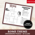 Rome Crossword Puzzle Printable Game, Fun Travel Club Theme Throughout Christmas In Rome Crossword Clue