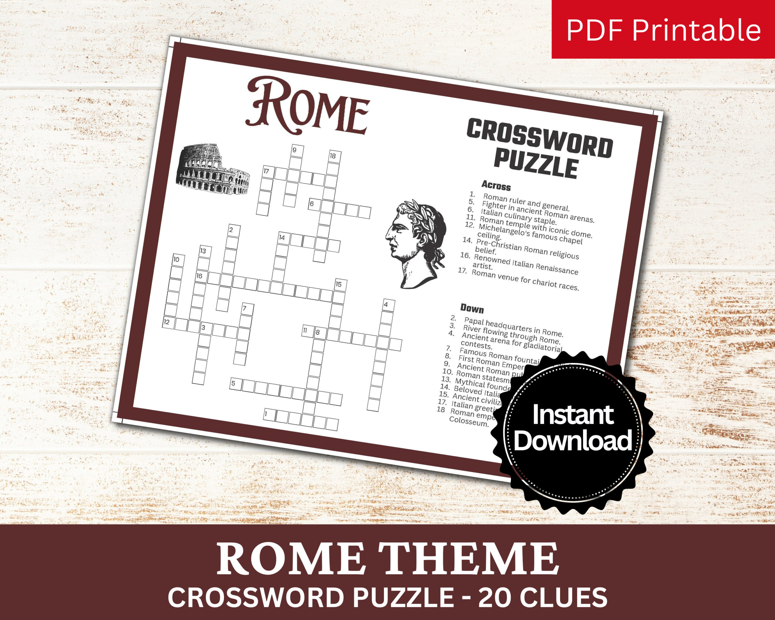 Rome Crossword Puzzle Printable Game, Fun Travel Club Theme throughout Christmas In Rome Crossword Clue