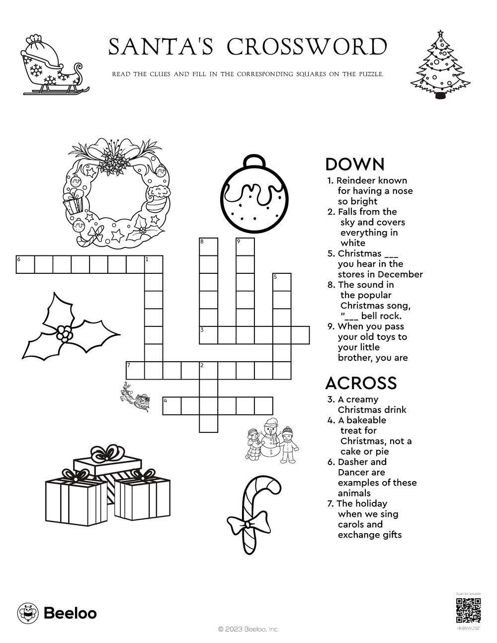 santas crossword beeloo printable crafts and activities for kids throughout sing a song christmas crossword puzzle Santa'S Crossword • Beeloo Printable Crafts And Activities For Kids throughout Sing a Song Christmas Crossword Puzzle