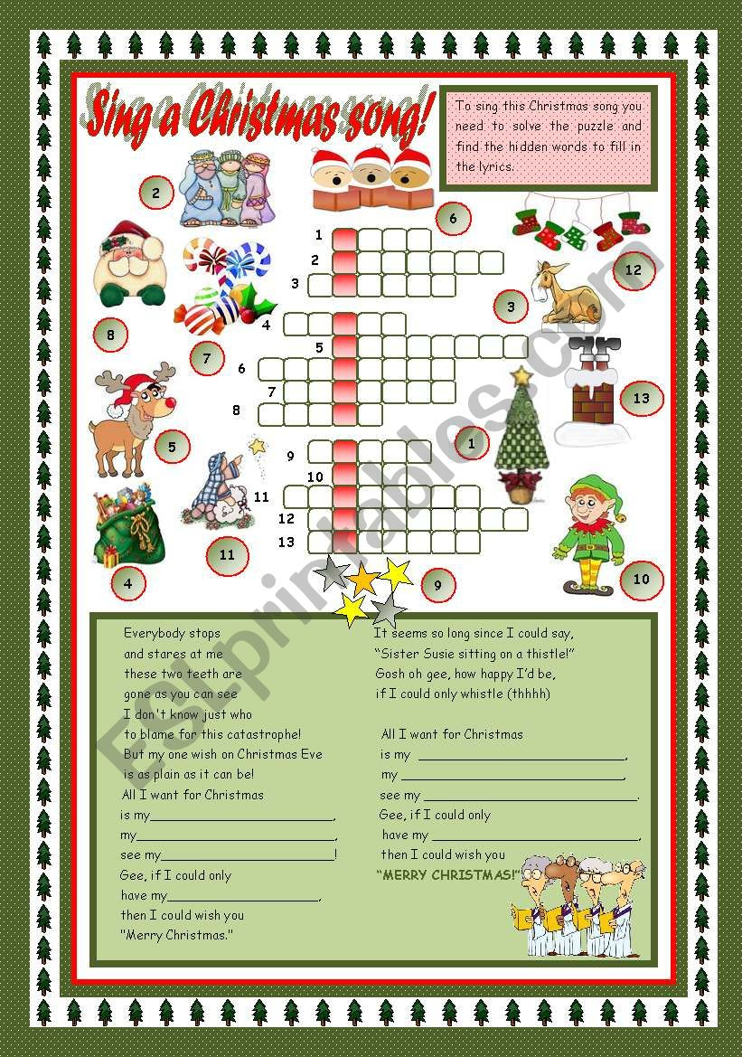 sing a christmas song esl worksheetmariaolimpia with sing a song christmas crossword puzzle Sing A Christmas Song! - Esl Worksheetmariaolimpia with Sing a Song Christmas Crossword Puzzle