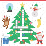 Stock Vektorgrafik „Vector Christmas Crossword Puzzle For Kids With Christmas Tree Crossword Clue