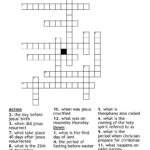 The Christian Calender Crossword   Wordmint Intended For Period Leading Up To Christmas Crossword Clue