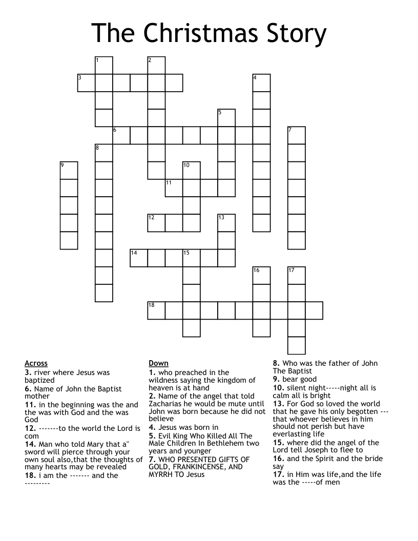 The Christmas Story Crossword - Wordmint inside A Christmas Story Crossword Puzzle Answers