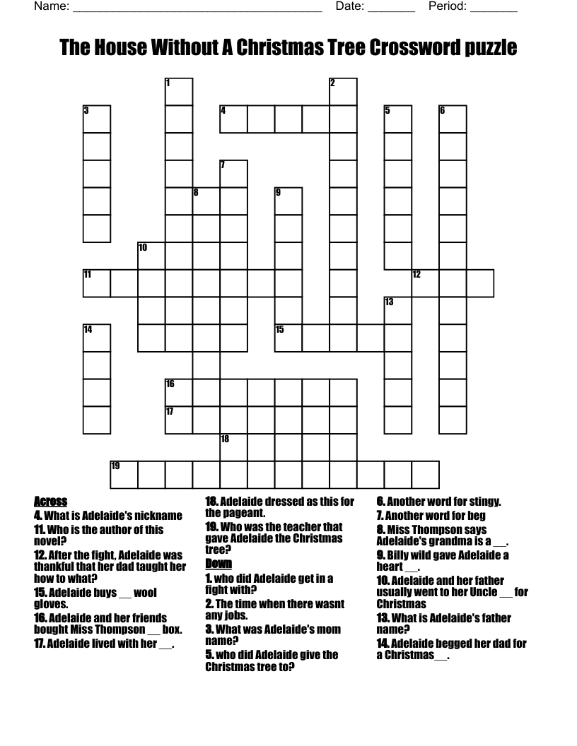 The House Without A Christmas Tree Crossword Puzzle - Wordmint for Christmas Tree Crossword Answers