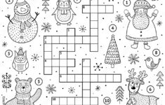 Vetor Merry Christmas Crossword Game For Kids. Black And White with A Merry Christmas Crossword