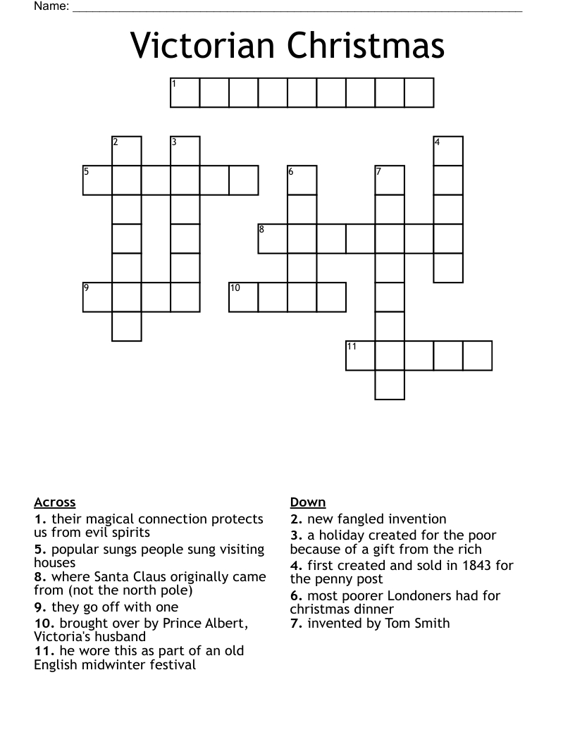 Victorian Christmas Crossword - Wordmint with regard to Old English Christmas Meat Crossword Clue