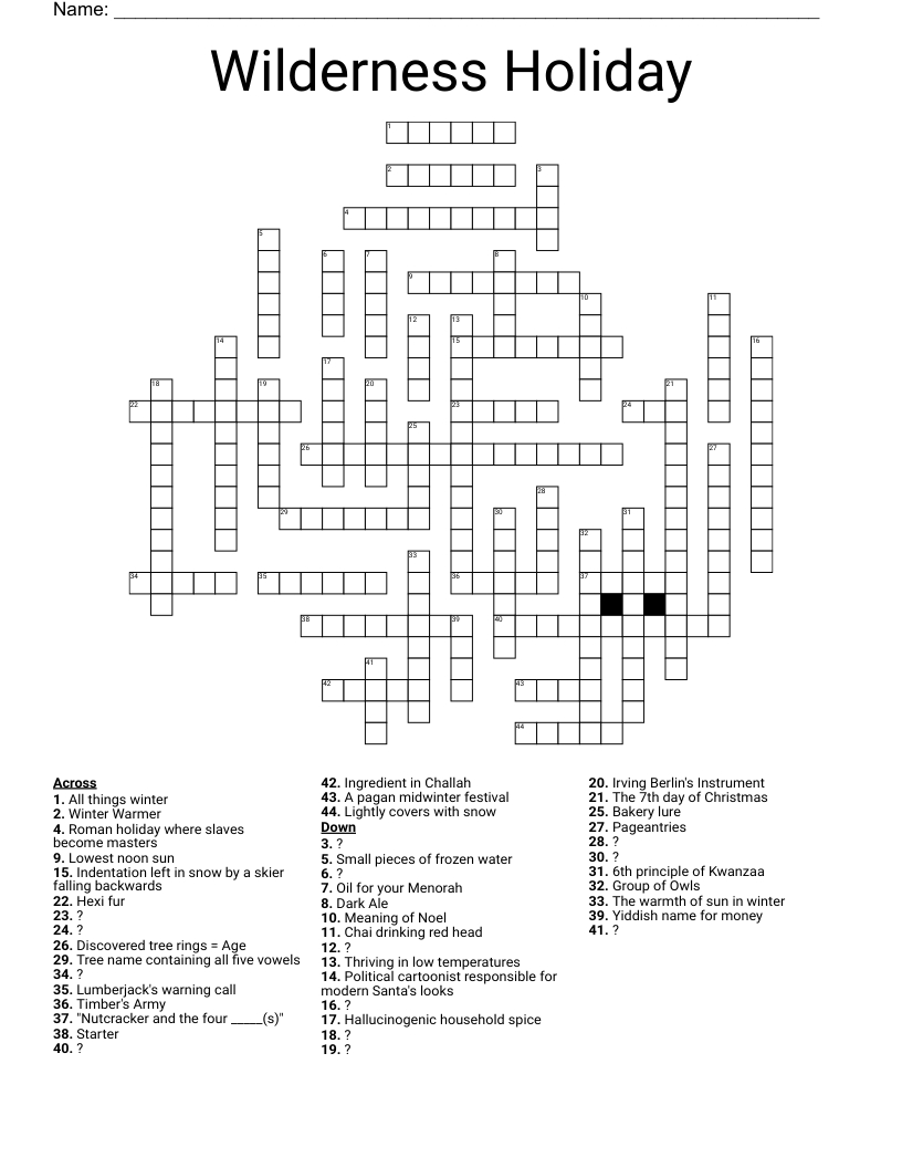 wilderness holiday crossword wordmint throughout christmas warmer crossword clue Wilderness Holiday Crossword - Wordmint throughout Christmas Warmer Crossword Clue