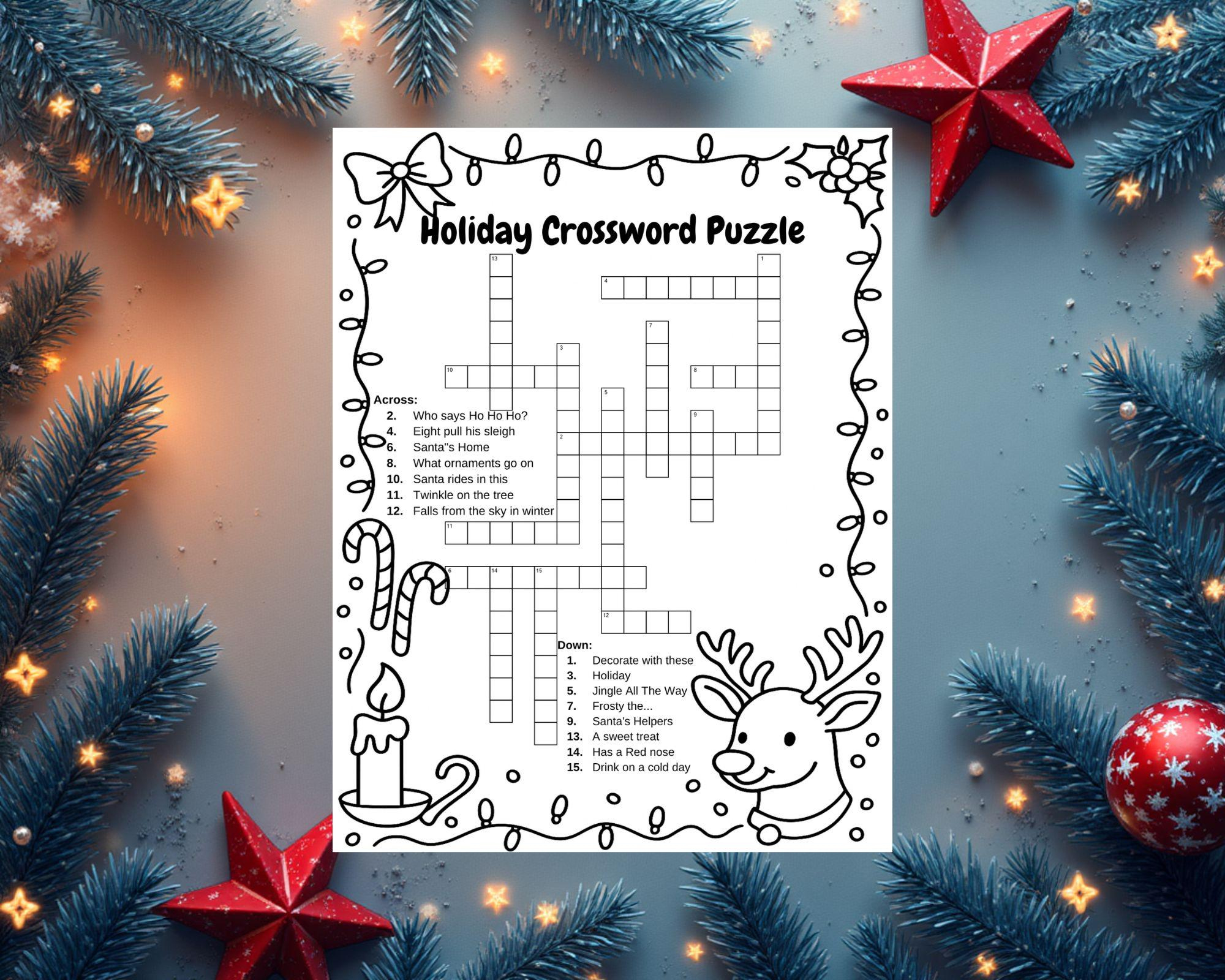 Winter Crossword - Etsy with regard to The Holiday Zone Christmas Crossword